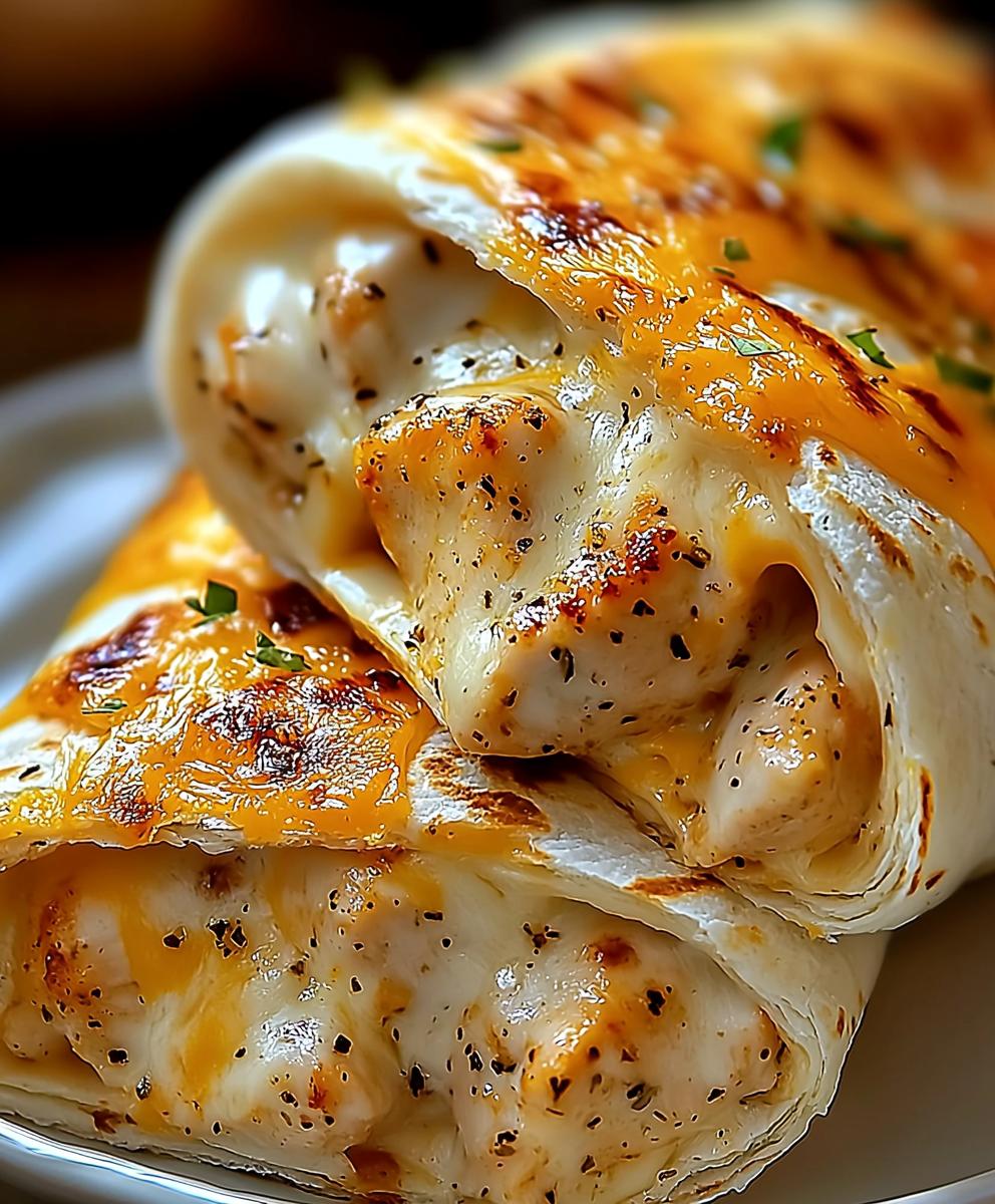 Cheesy Garlic Chicken Wraps